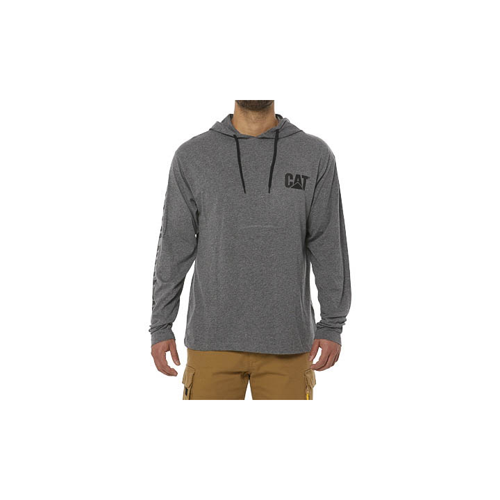 Caterpillar Clothing Pakistan Sale - Caterpillar Upf Hooded Banner L/S Mens Hoodies Dark Grey (035612-DET)